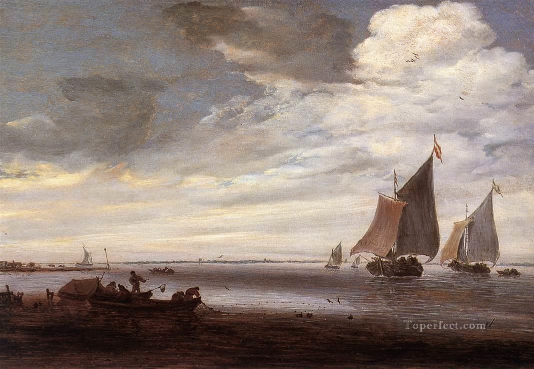 River Scene2 boat seascape Salomon van Ruysdael Oil Paintings